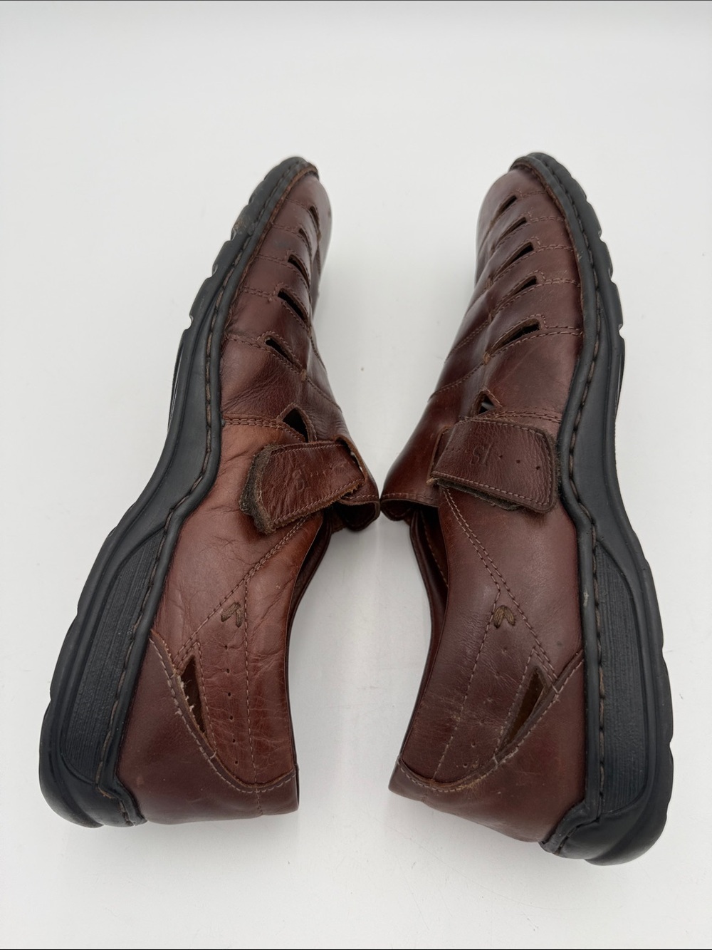 Josef Seibel Men  Dark Brown Leather Slip-On Fisherman 44 Loafers vintage retro - Picture 10 of 10